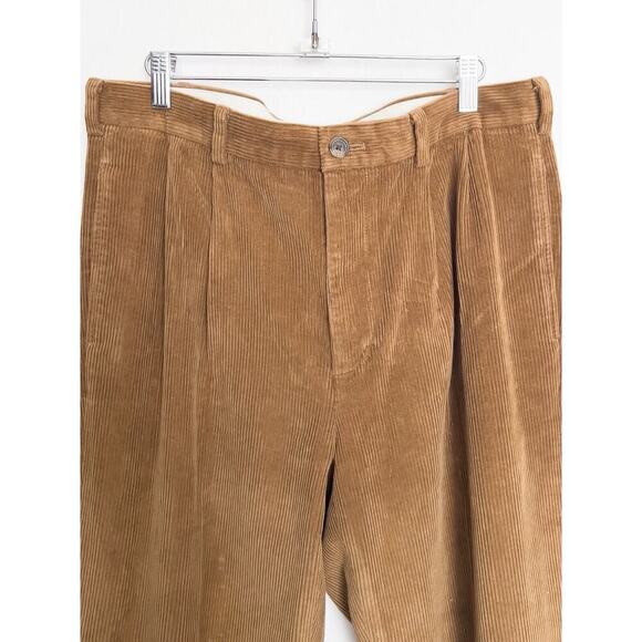 Brooks Brothers Mens 34x32 Corduroy Pants Camel Brown Pleated Elliott Fit - Picture 2 of 6